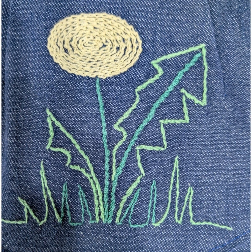 Handmade Vintage Western Shirt; Embroidered Floral Denim Snap Front Shirt